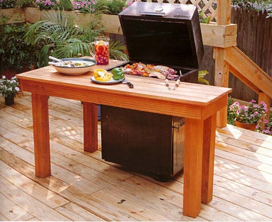 Barbecue Surround Table, Outdoor Wood Plans, IMMEDIATE DOWNLOAD