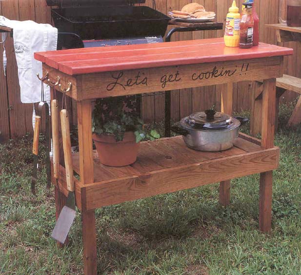 Barbecue Table, Outdoor Wood Plans, IMMEDIATE DOWNLOAD