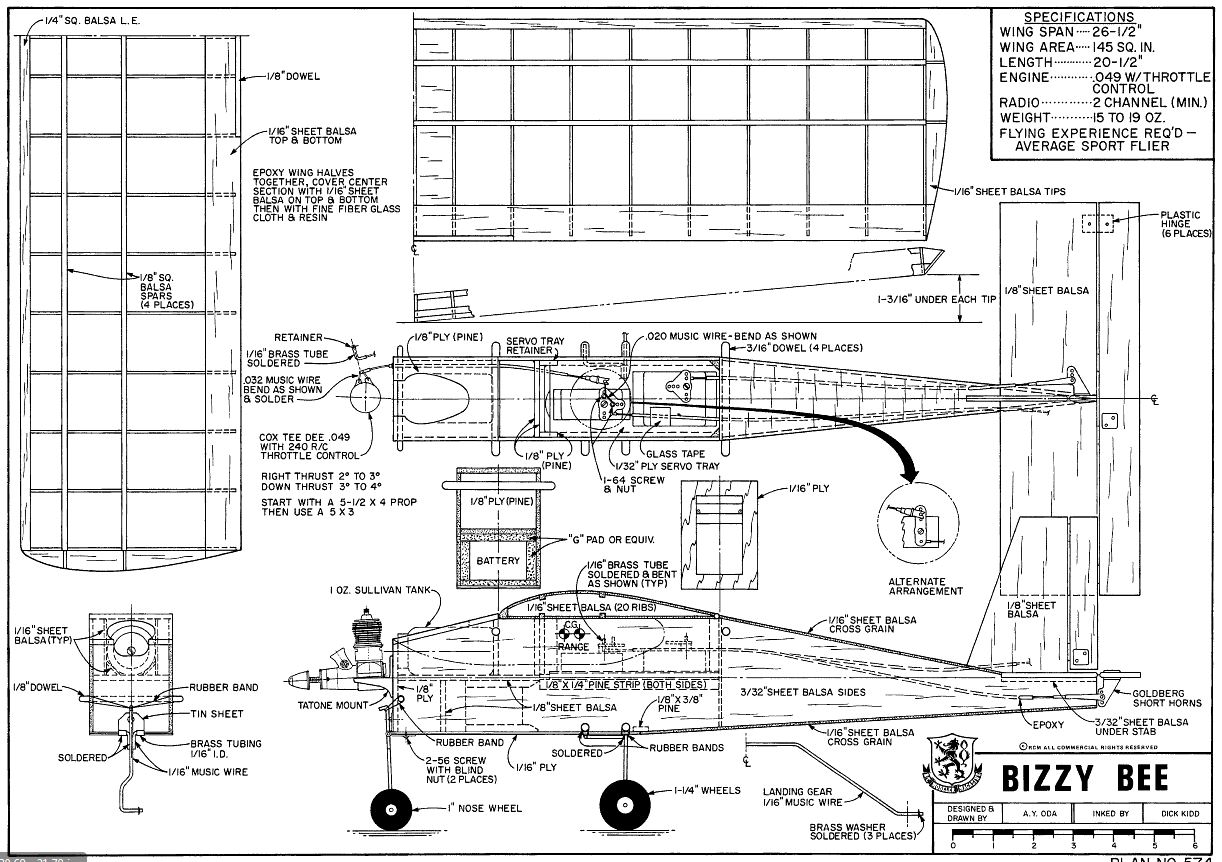 Trainer model airplane plans